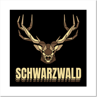 Schwarzwald Hirsch Geweih Low Polygon Schwaben Posters and Art